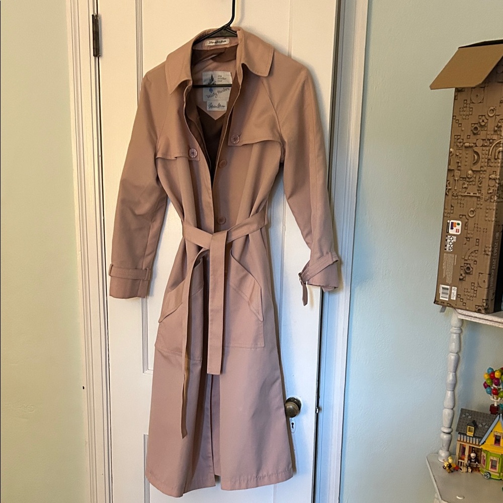 Vintage Misty Harbor Trench Coat Belted Lightweight Coat - Blush